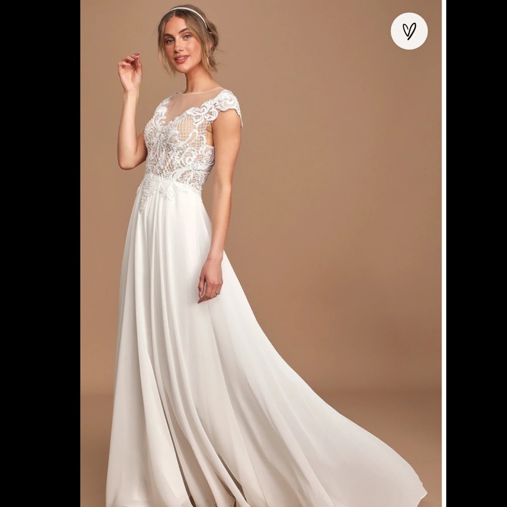 White Beaded Embroidered Cap Sleeve Maxi Dress